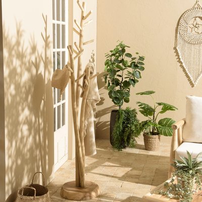 Porte-manteau design naturel 3 branches de teck MANAK PIER IMPORT