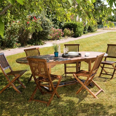 Salle à manger de jardin en teck massif table extensible SUMMER PIER IMPORT