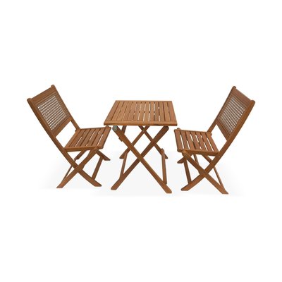 Table de jardin bistrot pliante bois d'acacia 2 chaises BOHÉMIA SWEEEK