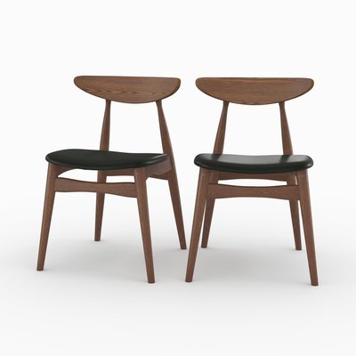 Lot de 2 chaises en cuir synthétique d'hévéa - JOSETTE MAISON PAVANE