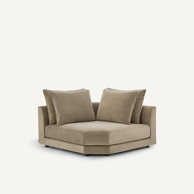 Canapé d'angle modulable en velours stonewashed, TIBERIO AM.PM