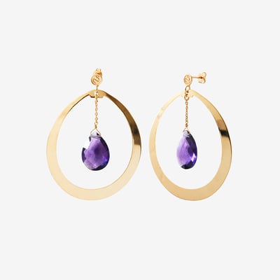 Boucles d'oreilles créoles solange amethyste CAROLINE NAJMAN