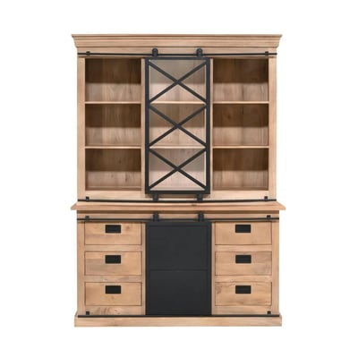 Vaisselier bois métal style atelier à portes coulissantes 160 cm CAMDEN PIER IMPORT