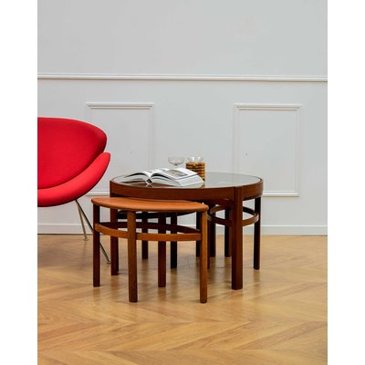 Table basse et ses gigognes Barbara N°60 - Bon état DEBONGOUT