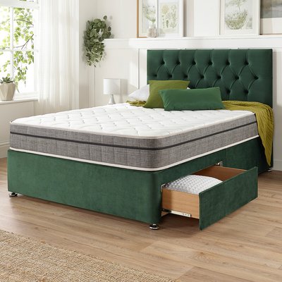 Oliver Velvet 2 Drawer Divan Bed and Pocket+ Memory Mattress Set ASPIRE