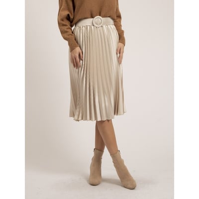 Jupe Mi-longue Plissée Satin Et Ceinture Xolia DONA LISA