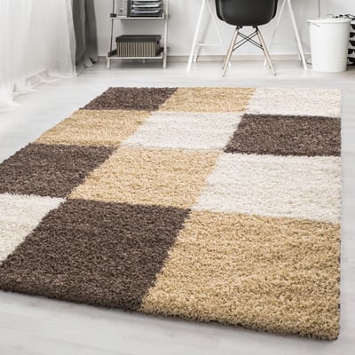 Tapis de salon à motif damier tricolore ODDA NAZAR RUGS
