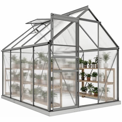 Serre Polycarbonate Gris foncé OUTSUNNY