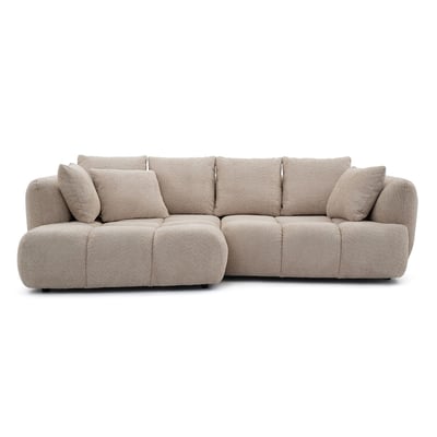 Canapé d'angle convertible 3 places en tissu bouclette, AUDE BOBOCHIC
