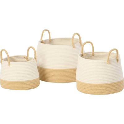 Set de 3 paniers ronds avec anse en coton RECOLLECTION