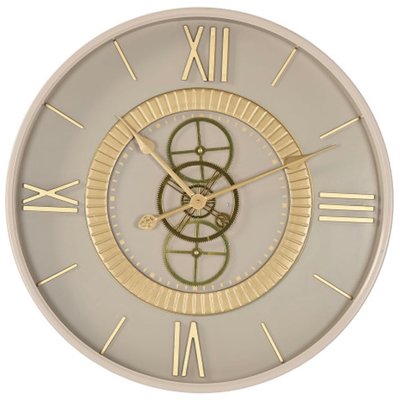 Horloge murale en métal beige-gris et doré 59.5x59.5x8.5cm WADIGA