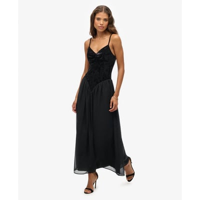 Robe Midi Corset en Velours SUPERDRY