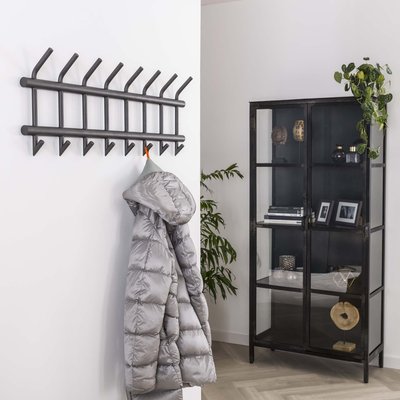 Portemanteau mural 8 double crochets acier laqué anthracite mat RALF PIER IMPORT