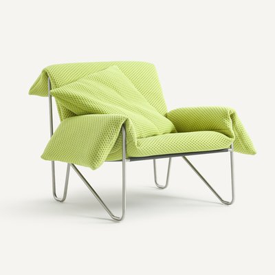 Fauteuil en tissu matelassé et métal acier, Nomad OTTO STUDIO FOR AM.PM