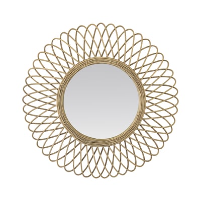 Miroir rond en rotin naturel 58cm EMDE