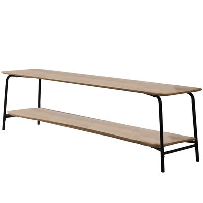 Meuble de télévision 2 niveaux bois et métal noir 150x40x43.5cm WADIGA
