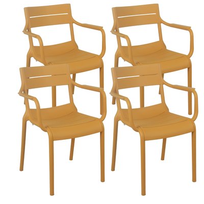 Lot de 4 chaises de terrasse avec accoudoirs en plastique, PANAME OVIALA