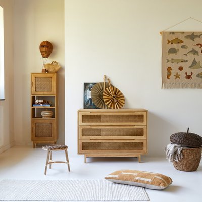 Commode enfant en orme massif et cannage LUIS TIKAMOON