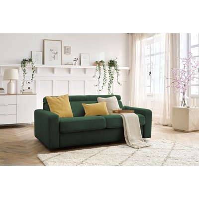 Canapé droit convertible 3 places en velours côtelé couchage 160x190 cm, MONACO BOBOCHIC