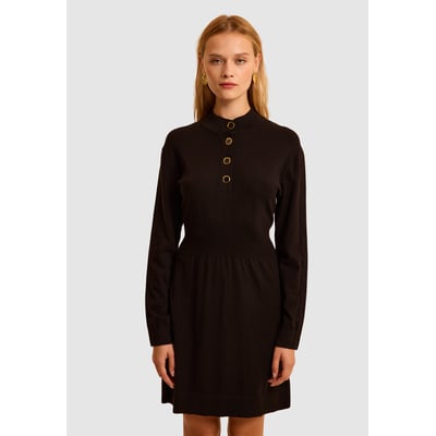 Robe Noire IKKS Avec Empiècement Dentelle - Taille 36 - Occasion Très Bon état - Longueur Genou
