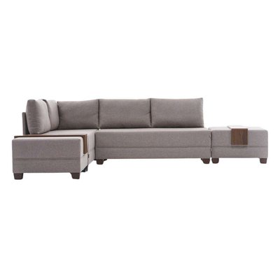 Canapé d'angle convertible en tissu beige Fly Angle gauche HANAH HOME