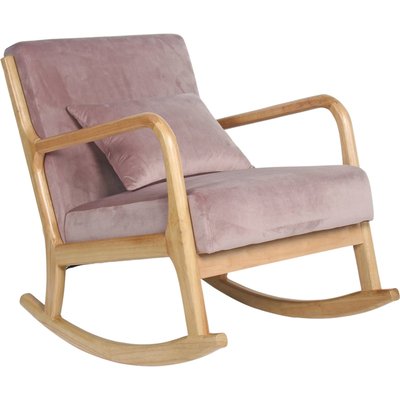Fauteuil à bascule en velours  pâle avec coussin relaxant RECOLLECTION