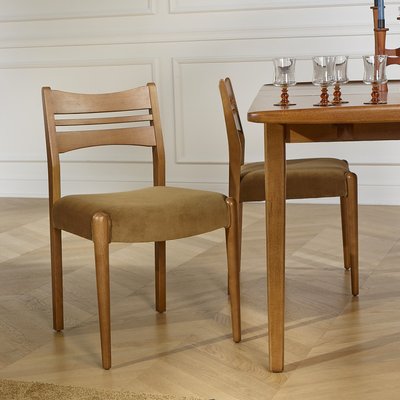 Lot de 2 chaises en hévéa et velours LIAM ROBIN DES BOIS
