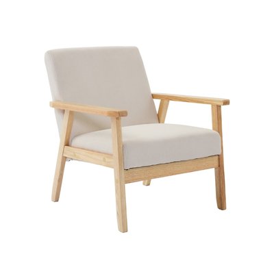 Fauteuil scandinave bois de peuplier, d'hévéa et velours côtelé ISAK SWEEEK