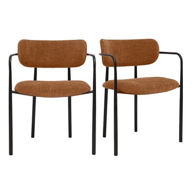 Chaises en tissu effet velours texturé terre brûlée et métal noir (lot de 2) SWIFT MILIBOO