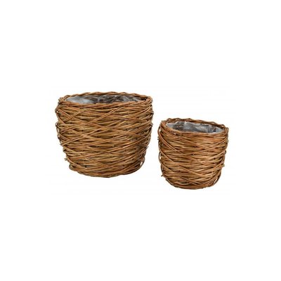 Cache pots en osier vieilli avec doublure (Lot de 2) AUBRY GASPARD
