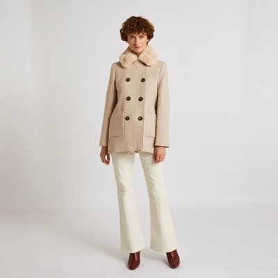 Manteau double boutonnage col amovible contenant de la laine MONOPRIX