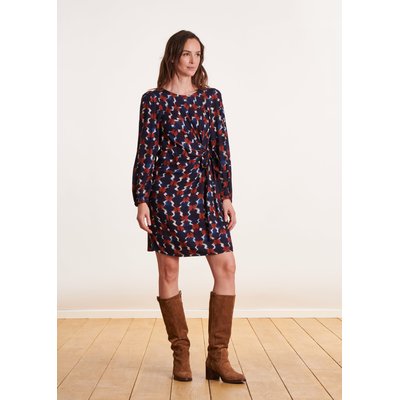 Robe courte cintrée drapée à imprimé LA FEE MARABOUTEE