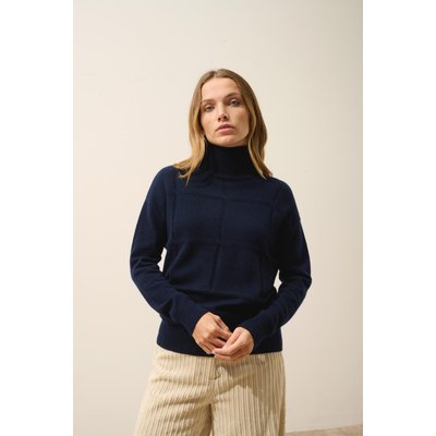 Pull Col Roulé Navy Loralia JUST CASHMERE