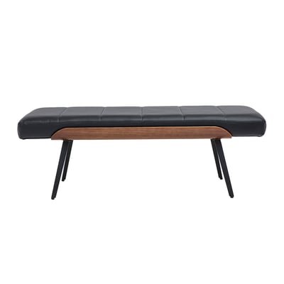 Banc noir, bois foncé et métal noir L123 cm ELIOR MILIBOO