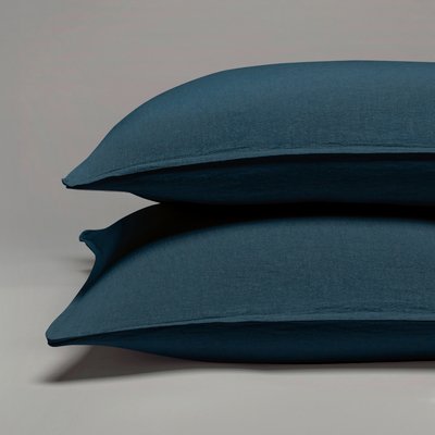 Taie d'oreiller pur lin lavé français MILANO BLEU COTTON & CO