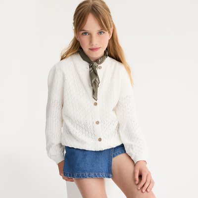 Chaqueta de cuello redondo, de punto fantasía calado LA REDOUTE COLLECTIONS
