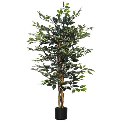 Plante artificiel ficus banian hauteur 1,3 m grand réalisme pot inclus HOMCOM
