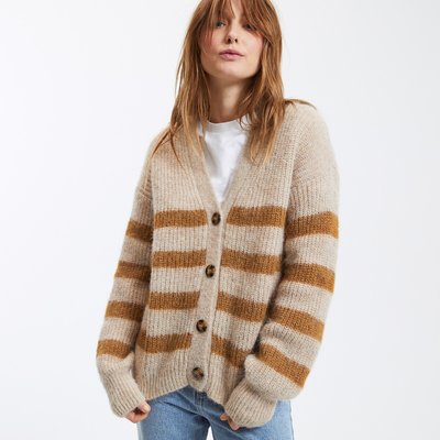 Signatures Gildas Cardigan in Striped Alpaca Blend LA REDOUTE COLLECTIONS