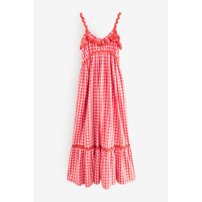 Robe longue à volants et motif vichy NEXT