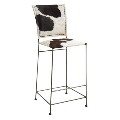 Tabouret de bar en peau de vache et métal AUBRY GASPARD