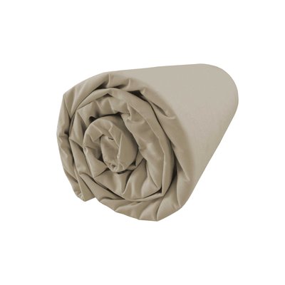 Drap housse en percale de coton, COMPLICITÉ BLANC CERISE