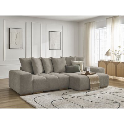 Canapé d'angle convertible 4 places en tissu bouclette, ANAKIN BOBOCHIC