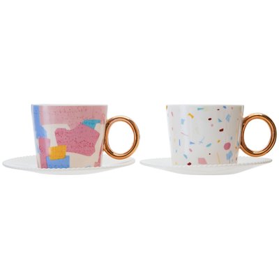 Set of 2 Pastel Teacups & Saucers SO'HOME