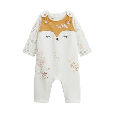 Ensemble Bébé Salopette Molleton + T-shirt - Ouverture Pressions Dos, Bretelles Réglables - Oeko-Tex