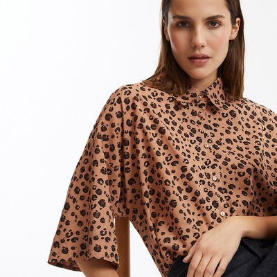Los hemd met dierenprint, mouwen tot aan de elleboog LA REDOUTE COLLECTIONS