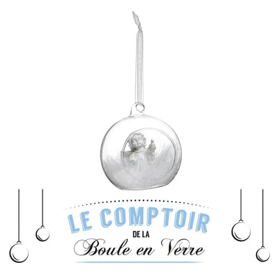 Boule intérieur ange et plume 8 cm verre FEERIC LIGHTS & CHRISTMAS