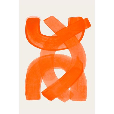Tableau art abstrait mid century orange HEXOA