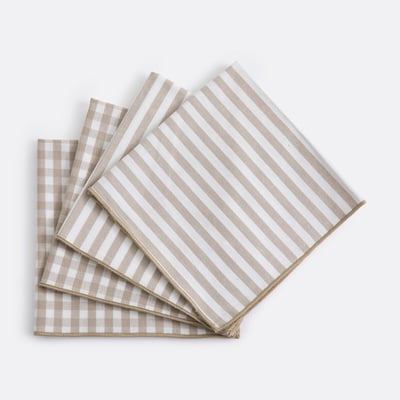 Set van 4 servetten, 30% gerecycled katoen, geweven-geverfd, SOIZIC LA REDOUTE INTERIEURS