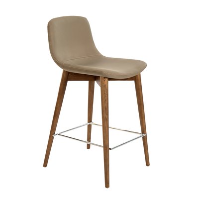 Tabouret en simili et bois noyer ANGEL CERDA