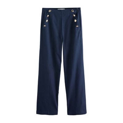 Pantalon large en lin mélangé à boutons dorés NEXT